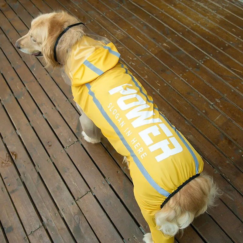 Нов четириног дъждобран за домашни любимци с писмото принтом, светоотражающее Водонепроницаемое ветрозащитное пончо с качулка, градинска дрехи за големи кучета Изображение 0