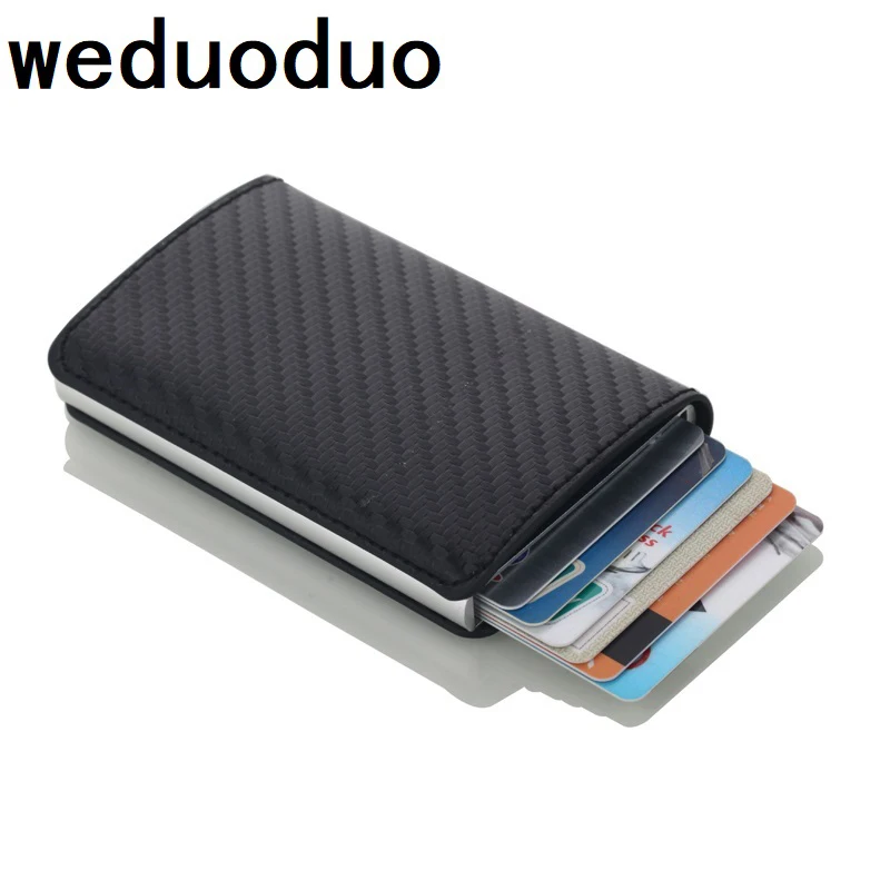 Нова автоматична поп титуляр за кредитни карти, мъжки картодържатели от алуминиева сплав, тънък портфейл за мъже, модерен държач за карти Изображение 0