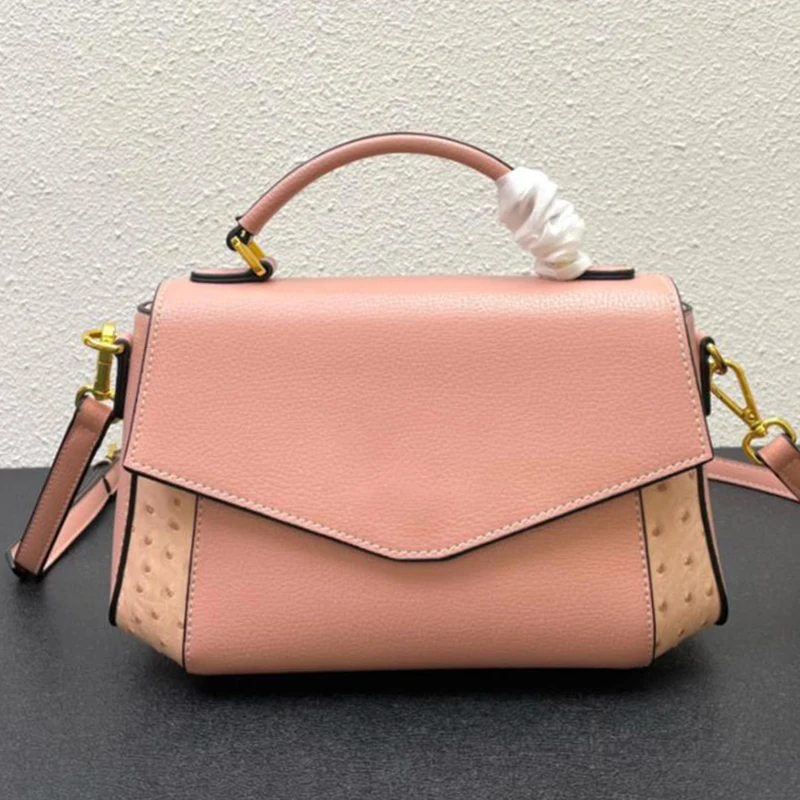 Нова дамска кожена чанта с изображение, щраус, дамска чанта с горната дръжка, екзотичен работен портфейл, дамска голяма чанта през рамо Изображение 0