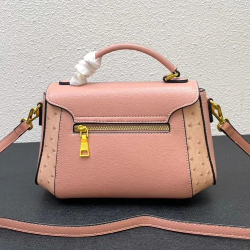 Нова дамска кожена чанта с изображение, щраус, дамска чанта с горната дръжка, екзотичен работен портфейл, дамска голяма чанта през рамо Изображение 1