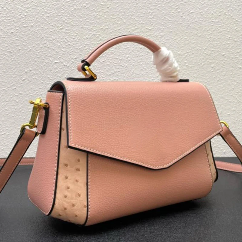 Нова дамска кожена чанта с изображение, щраус, дамска чанта с горната дръжка, екзотичен работен портфейл, дамска голяма чанта през рамо Изображение 2