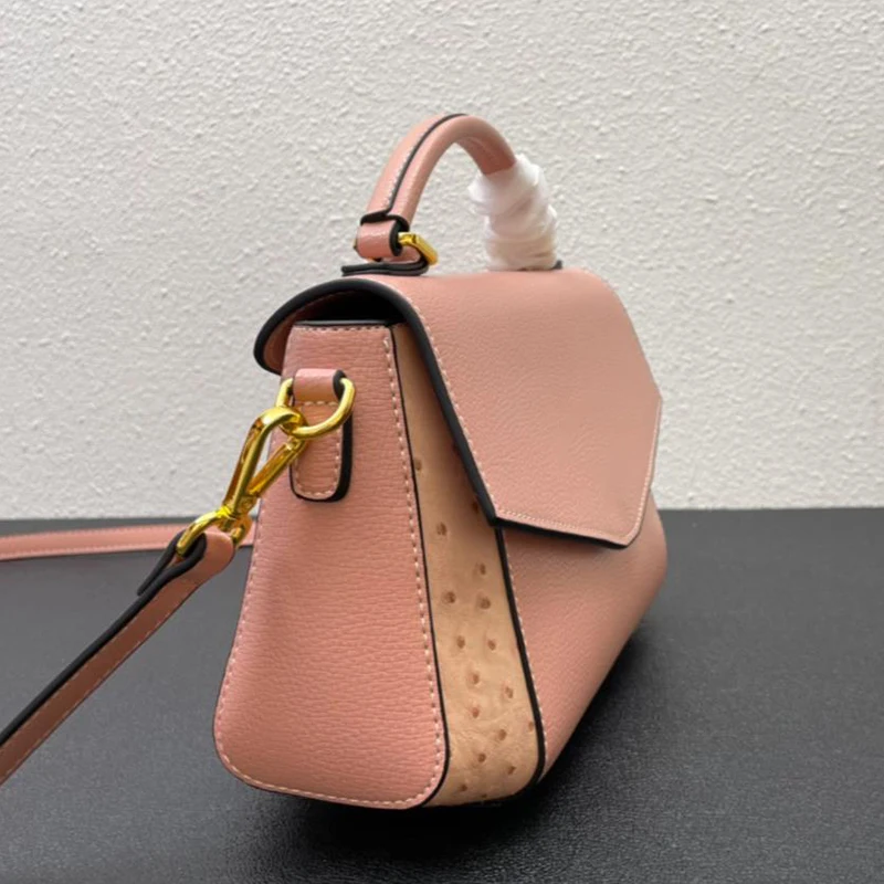 Нова дамска кожена чанта с изображение, щраус, дамска чанта с горната дръжка, екзотичен работен портфейл, дамска голяма чанта през рамо Изображение 4