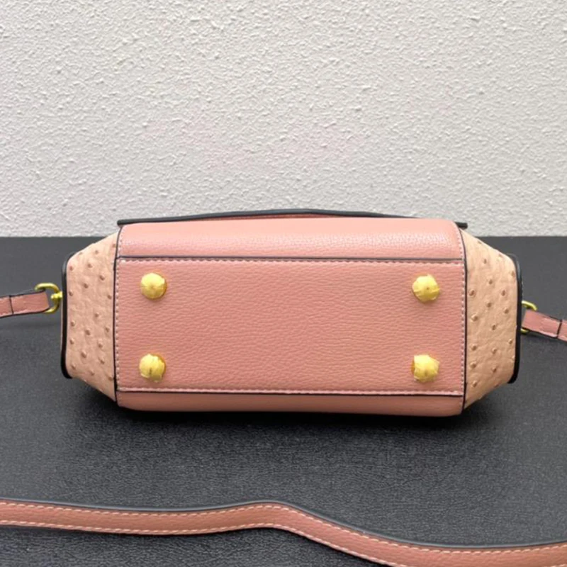 Нова дамска кожена чанта с изображение, щраус, дамска чанта с горната дръжка, екзотичен работен портфейл, дамска голяма чанта през рамо Изображение 5
