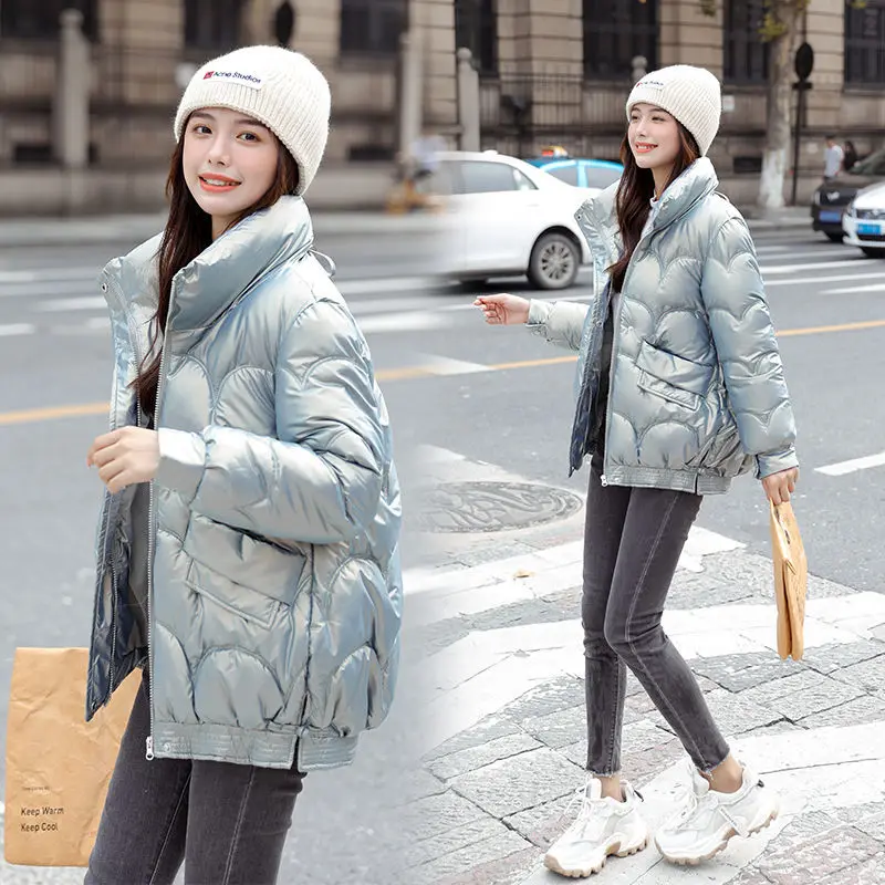 Нова зимна naka облекло 2021 г. с памучна подплата, дамски корейската версия на чужд стил, свободна и универсална модерно яке с памучна подплата Изображение 5