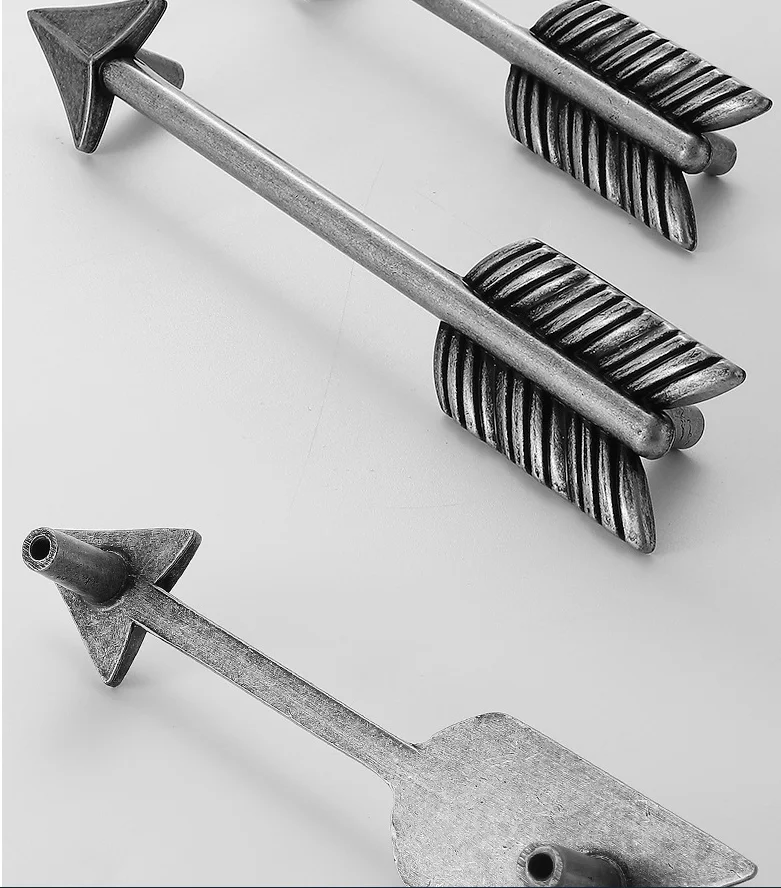 Нова Креативна стрела от сплав с Старинна сребро Дръжки за шкафове чекмеджета дръжки на Вратите на гардероба на кабинета хардуер Изображение 4