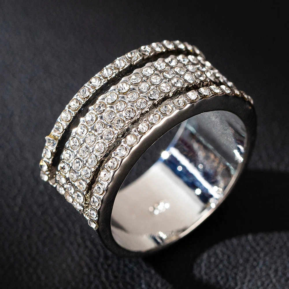 Нови Блестящи кристални сватбени пръстени за жени, Дамски бляскава сватба пръстени, аксесоари за партита, Модни бижута, подаръци за момичета Изображение 2