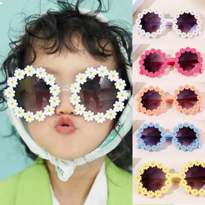 Нови детски слънчеви очила, детски кръгли слънчеви очила цветчета за момичетата и момчетата, детски спортни очила с UV400, слънчеви очила са за улицата Изображение 0