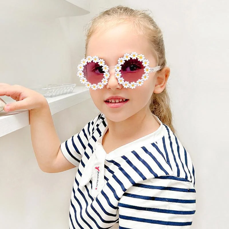 Нови детски слънчеви очила, детски кръгли слънчеви очила цветчета за момичетата и момчетата, детски спортни очила с UV400, слънчеви очила са за улицата Изображение 1