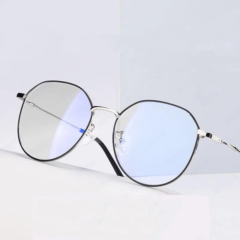 Нови метални кръгли очила с защита от синя светлина 5 бр., женски мъжки класически квадратни рамки за очила, прозрачни компютърни очила Изображение 0