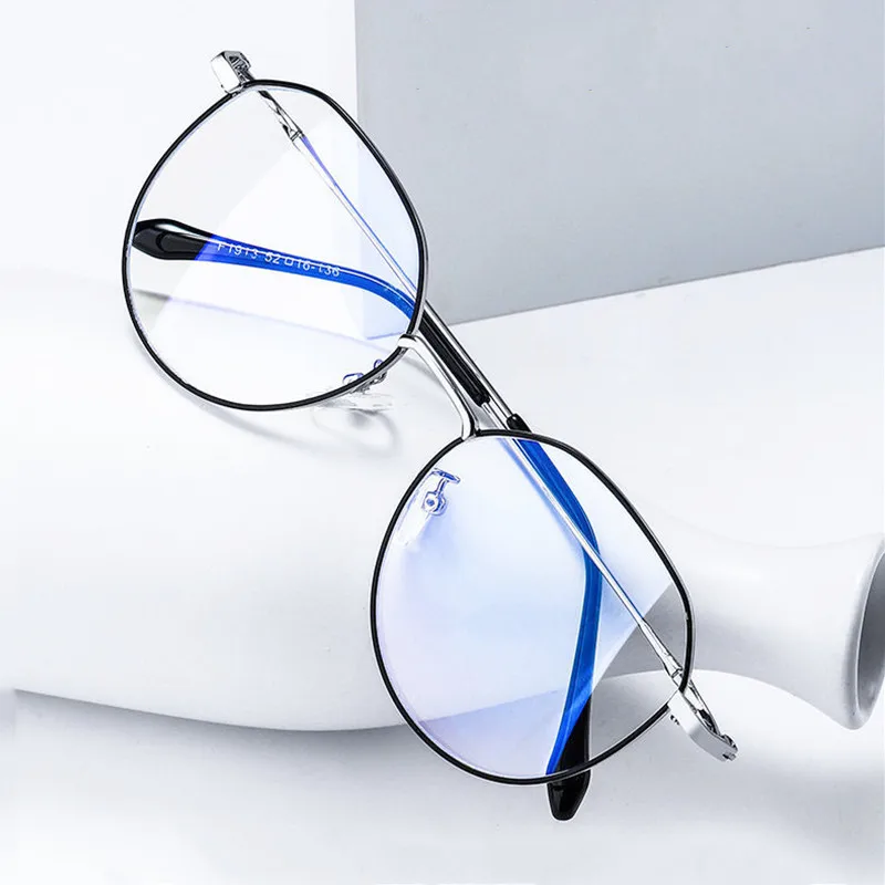 Нови метални кръгли очила с защита от синя светлина 5 бр., женски мъжки класически квадратни рамки за очила, прозрачни компютърни очила Изображение 2