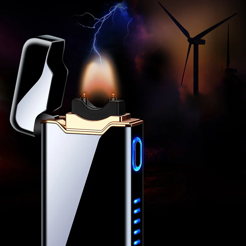Новият Електрически електродъгово електроника, USB-електрическа запалка, интелигентен дисплей, защита от зареждане на AI, запалка за пури, запалка с голям пламък Изображение 3