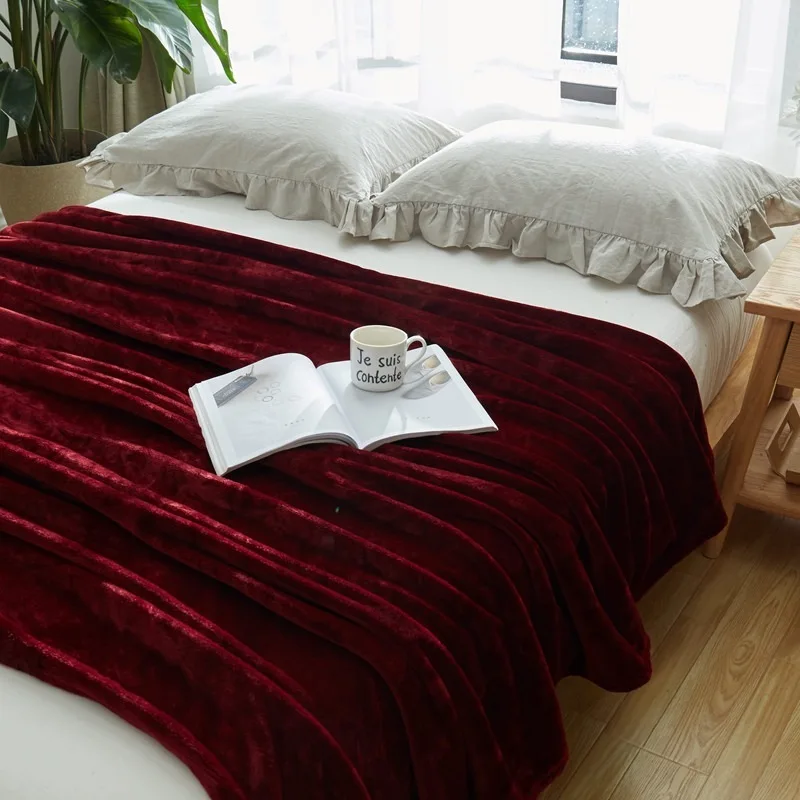 Ново Одеяло от домашен текстил, обикновена трикотажни фланелен одеяла от коралов руно, мека бебешко легло, офис настилки розово одеяло от изкуствена кожа Изображение 2