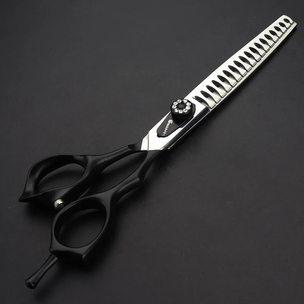 Ножици черни 7-инчов японски костюм за грижа за домашни любимци инструменти за подстригване филировочные ножици, ножици за огъване нескользящие износоустойчивост Изображение 3