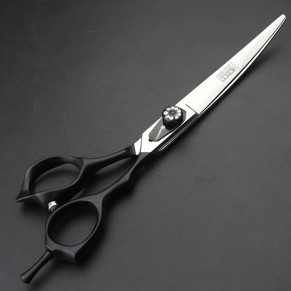 Ножици черни 7-инчов японски костюм за грижа за домашни любимци инструменти за подстригване филировочные ножици, ножици за огъване нескользящие износоустойчивост Изображение 4