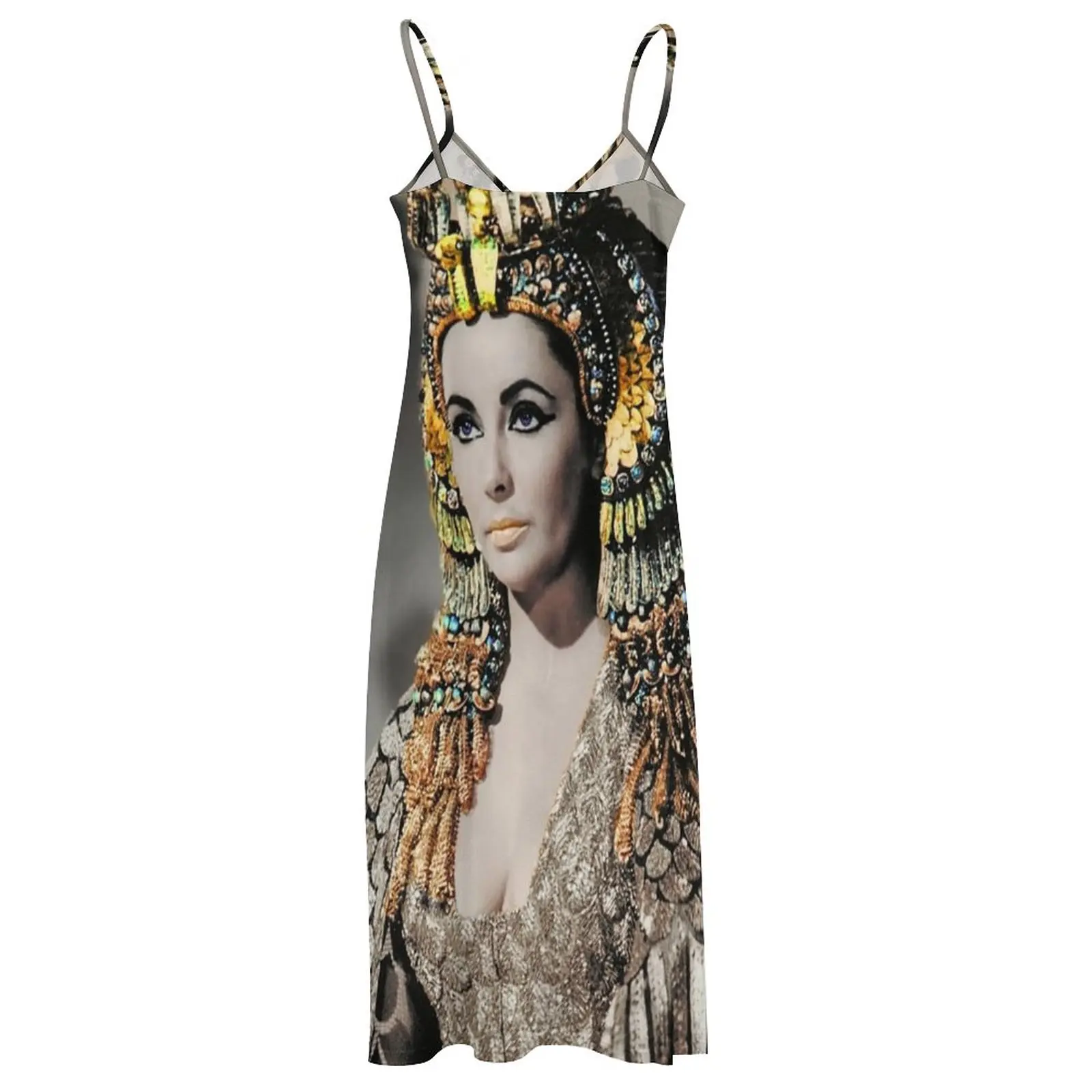Облечи кралицата на Египет Елизабет Тейлър, сексуална Макси рокля с V-образно деколте, дълги Плажни рокли в стил бохо, уличен стил, извънгабаритни рокли Изображение 4