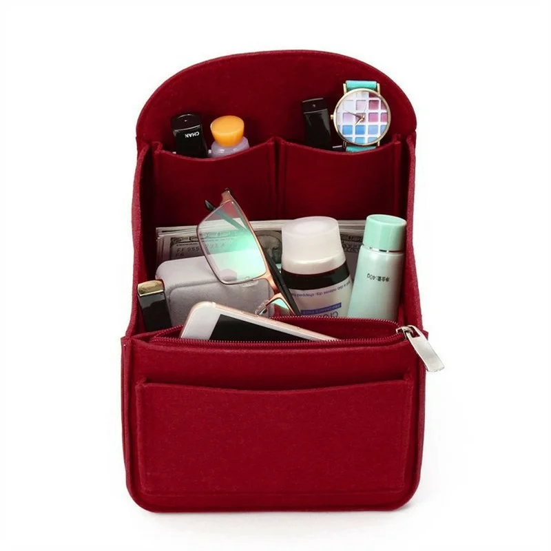 Органайзер за грим, фетровая чанта-клапа за вътрешна украса, пътна чанта, преносима чанта, козметични чанти, подходящи за различни женски чанти-раници Изображение 2