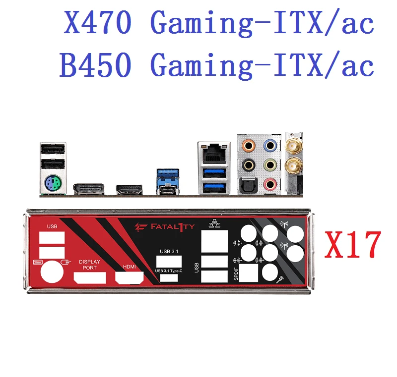Оригинал/Oem За ASRock B450 Gaming-ITX/ac, X470 Gaming-ITX/ac Екрана за вход-изход на Задния панел Скоба за гърба Изображение 0