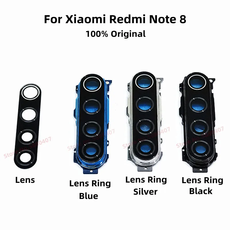 Оригинални стъклени лещи задната камера за Xiaomi Redmi Note 8 Note8, пръстен за обхвата на задната камера с външен стъклен капак на обектива Изображение 0