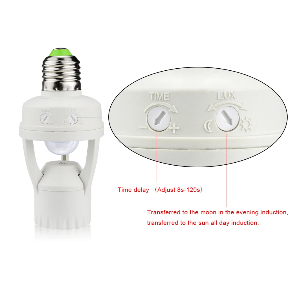 Основа Led Крушка E27 220V 110V високо-чувствителен Датчик за Движение PIR Ключ на Притежателя на Лампата в Корпус Индукционный Детектор За Led Лампи Luz Изображение 1