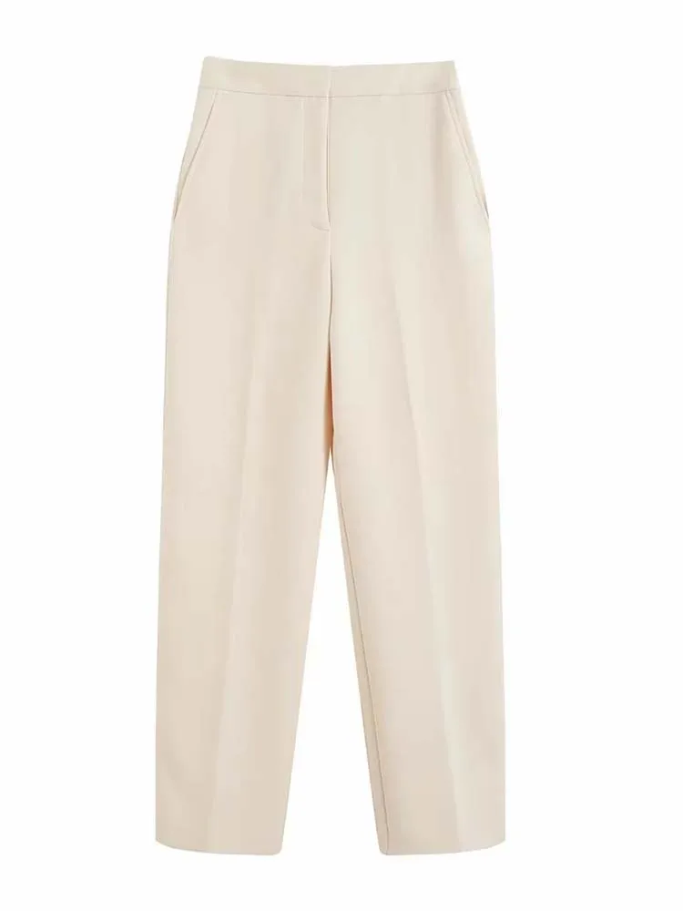 Панталони ТРАФИКА на 2023, дамски модни Широки панталони с предните джобове, реколта дамски панталони с ципове с висока талия, Mujer Изображение 3