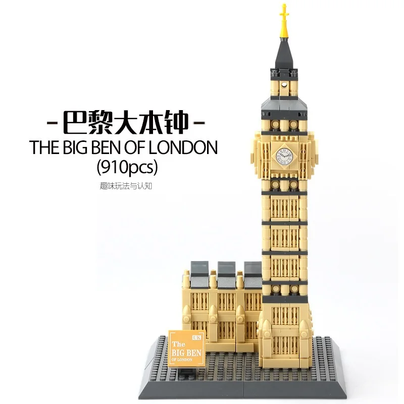 Парижката кула Биг Бен на Елизабет Тухли Град Отлични строителни блокове на детски играчки, детски подаръци модел 891 бр. Изображение 0