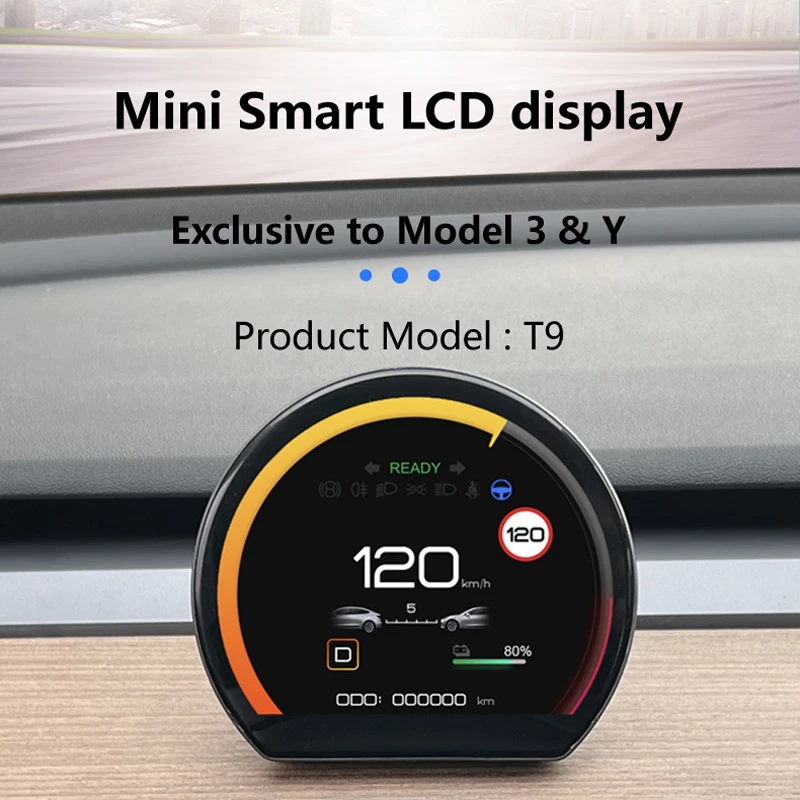 Подходящ за модели на Tesla Model3, ретро мини LCD уред HUD-head up display screen Изображение 1
