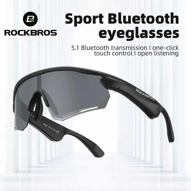 Поляризирани очила ROCKBROS, Безжични Слънчеви очила Bluetooth 5.2, Слушалки, Телефон, Шофиране, MP3, Колоездене, Очила с UV400 Изображение 0