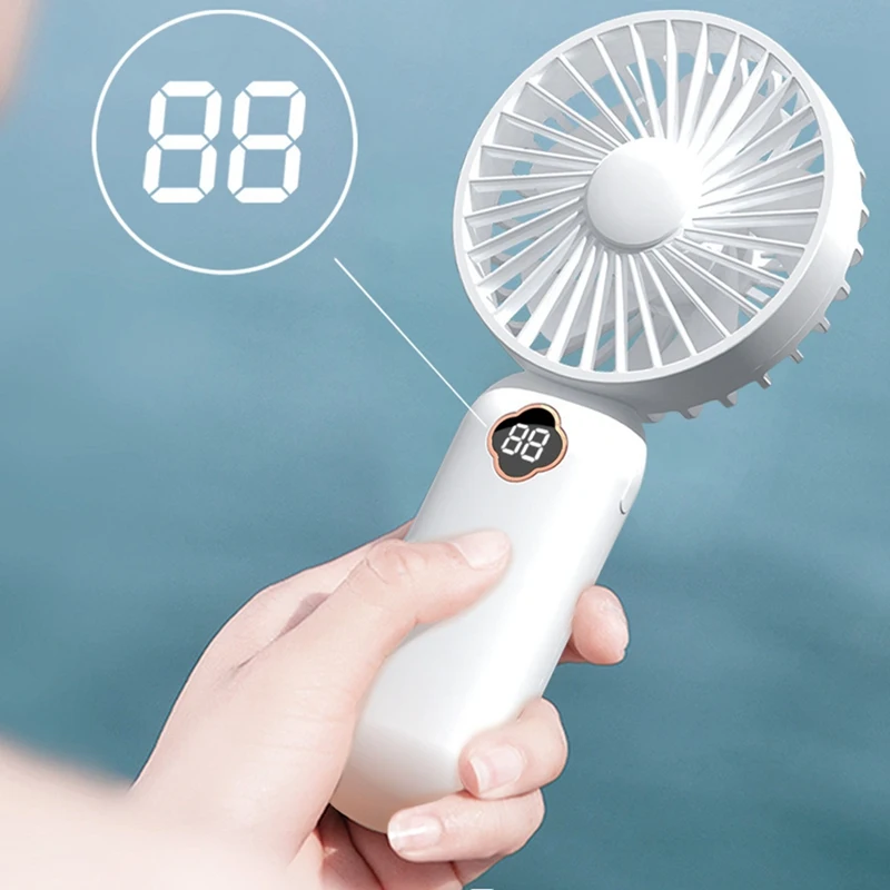 Портативен Ръчен вентилатор USB Mini Fan с перезаряжаемым дигитален дисплей, мързелив фен на въздушния охладител за употреба на домашния офис-Син Изображение 3