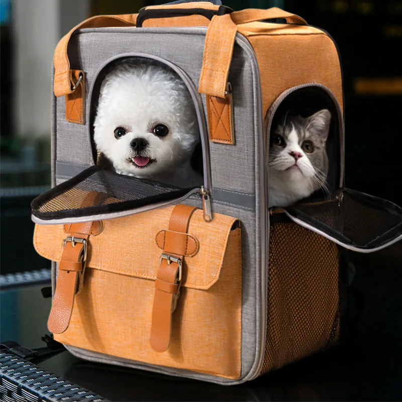 Пренасяне за котки с тегло от 0-10 кг раница за кучета с дишаща мрежа, Сгъваема чанта за носене котки голям капацитет, чанта за домашни любимци за пътуване на открито Изображение 0