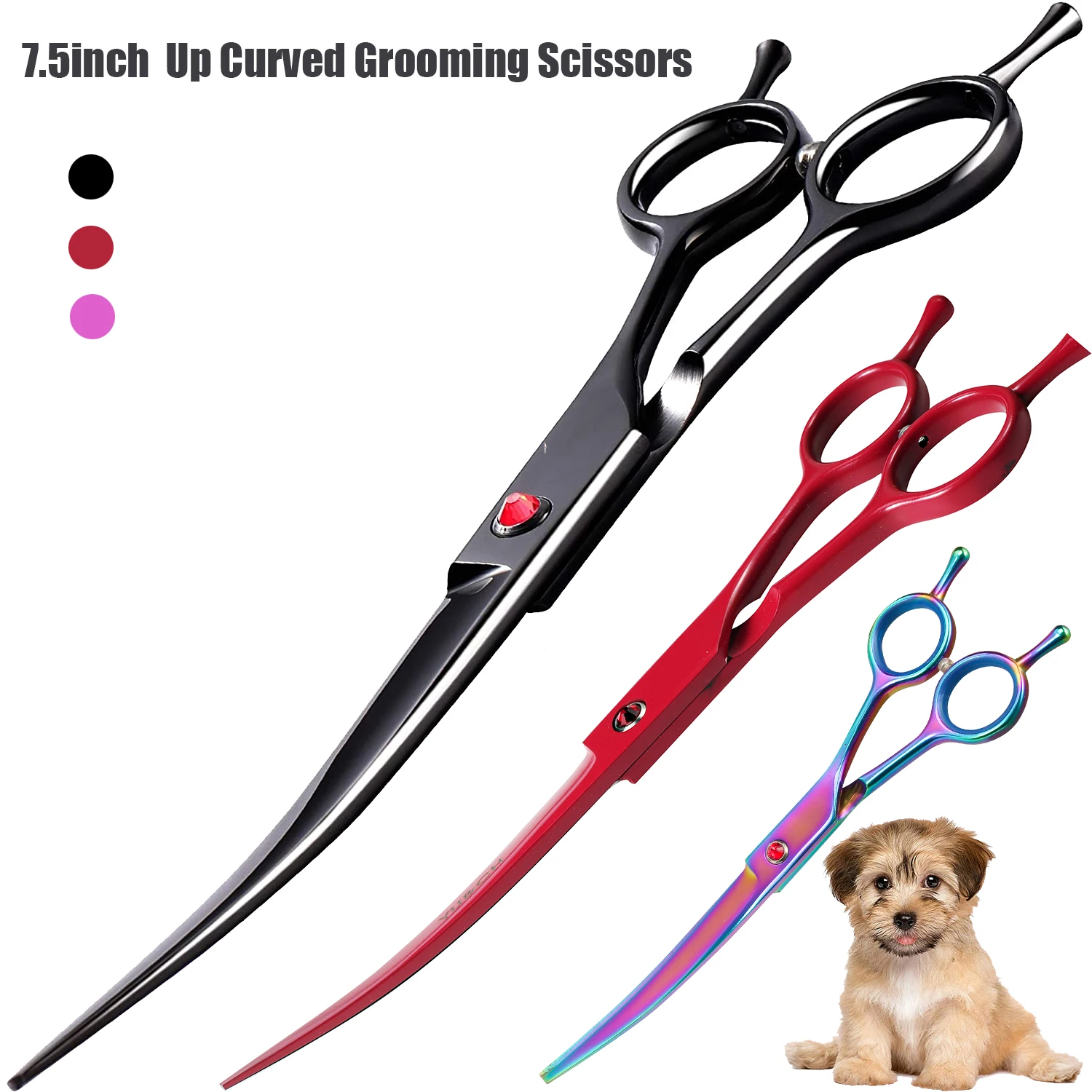 Преносими извити ножици за подстригване на домашни любимци, са на Разположение в двете си ръце, ножици за кучета от неръждаема стомана, ножици за домашни любимци, ножица за подстригване на животни Изображение 0