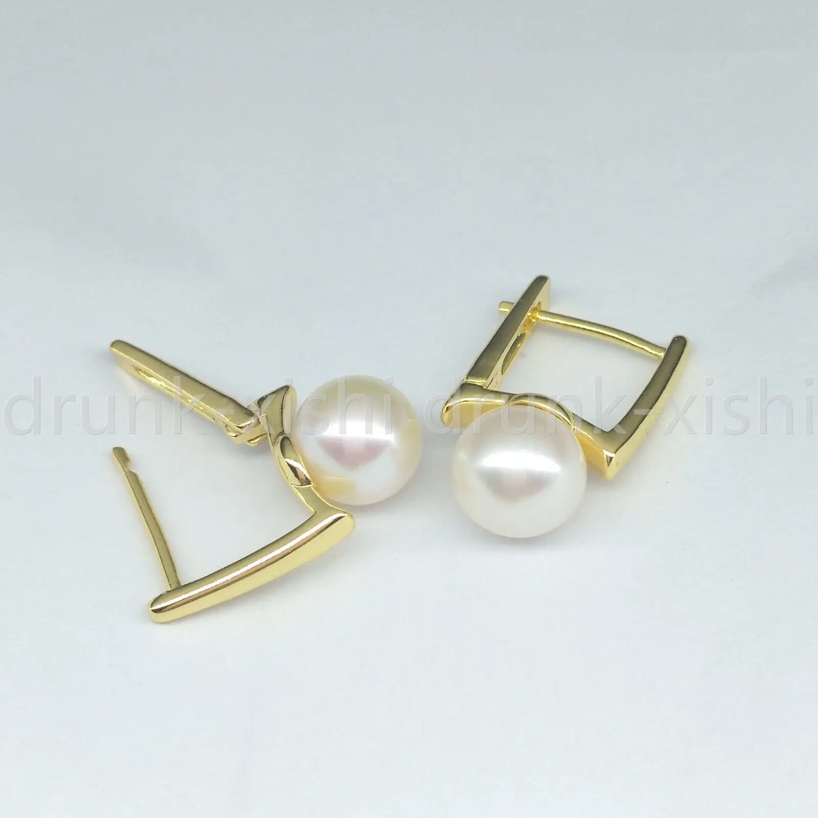 Приказно AAA + 8-9 мм Истински естествени обеци от бели перли от Южното море, идеално Кръгли обеци с истински перли, напълнена със злато 14 До Безплатна Доставка Изображение 1