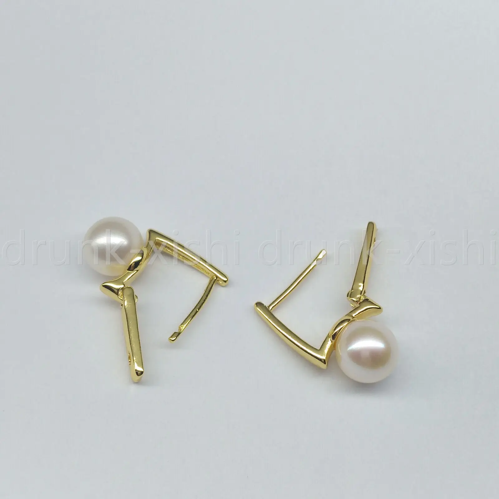 Приказно AAA + 8-9 мм Истински естествени обеци от бели перли от Южното море, идеално Кръгли обеци с истински перли, напълнена със злато 14 До Безплатна Доставка Изображение 3