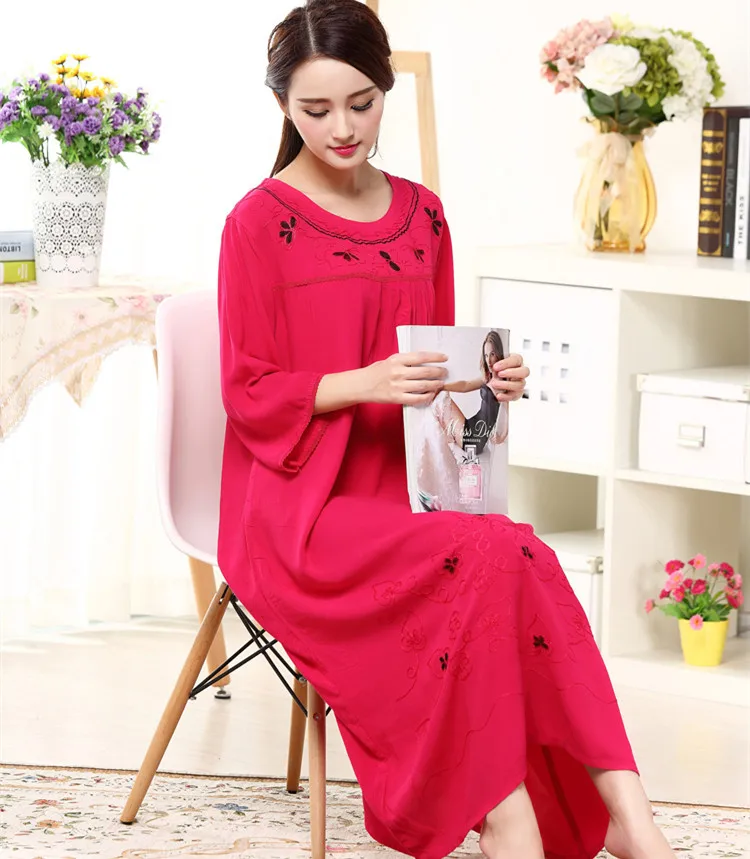 Пролет-лято и есен дамски памучен плат с елегантна дълга пижама, отличава със спокойна И удобни домашни дрехи с бродерия Изображение 0