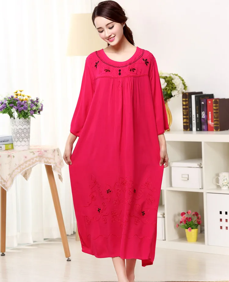 Пролет-лято и есен дамски памучен плат с елегантна дълга пижама, отличава със спокойна И удобни домашни дрехи с бродерия Изображение 1