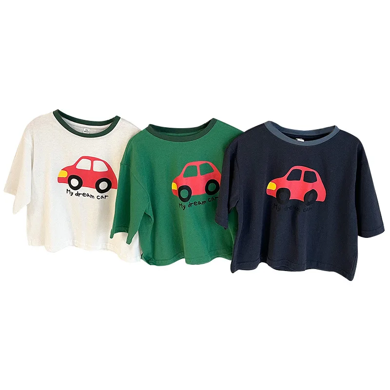 Пролетни тениски с с анимационни принтом в формата на автомобил, 3 цвята, тениски с дълъг ръкав за момчета и момичета, памучни ежедневните свободни тениски Изображение 5