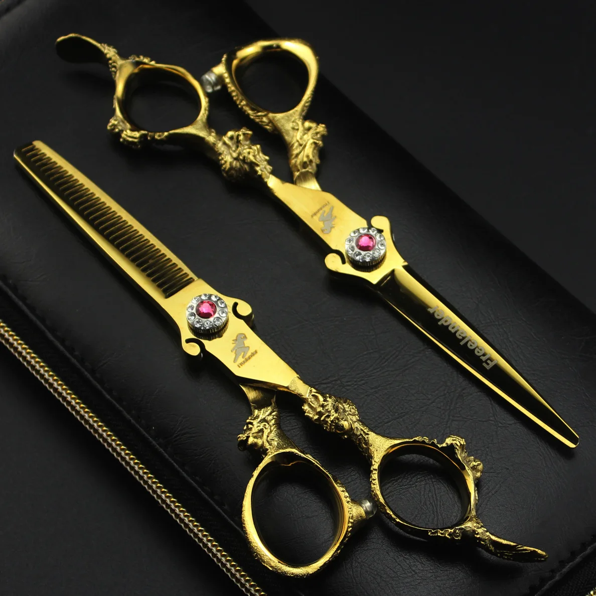 Професионален Фризьор и 6 Инча 440C Всички ножица за изтъняване на косата на Златния Дракон Фризьорски Инструменти За Рязане Салонных ножица-Комплект Изображение 1