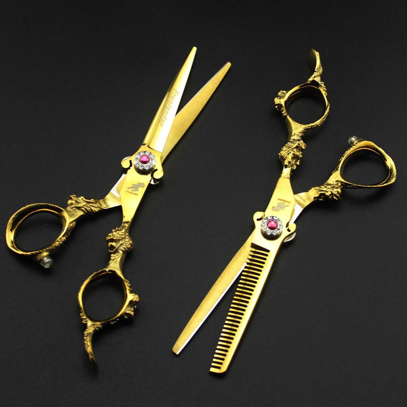 Професионален Фризьор и 6 Инча 440C Всички ножица за изтъняване на косата на Златния Дракон Фризьорски Инструменти За Рязане Салонных ножица-Комплект Изображение 2