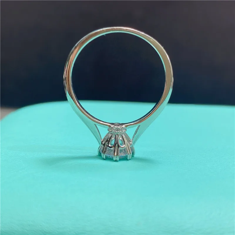 пръстен с диамант 1 карат, женски пасианс, Сребро 925 D, Цветен пръстен с муассанитом, Годежен пръстен с муассанитом, тенденция 2023 Изображение 3