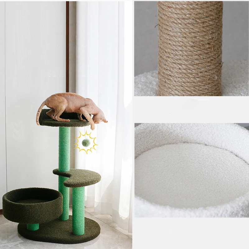 Рамка за катерене домашни котки за мебели за домашни любимци Многослоен пълнеж за котешки тоалетни от котешки дърво-Цвят колони се изпраща на случаен принцип, изберете невъзможно Изображение 2