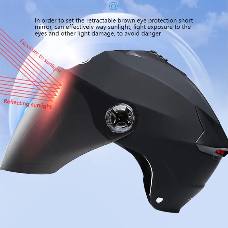Рекламни led мотоциклет шлем за мъже и жени, интелигентен led задна светлина, мотоциклети полушлем с светоотражающей панел, сертифициран защитна капачка унисекс Изображение 3