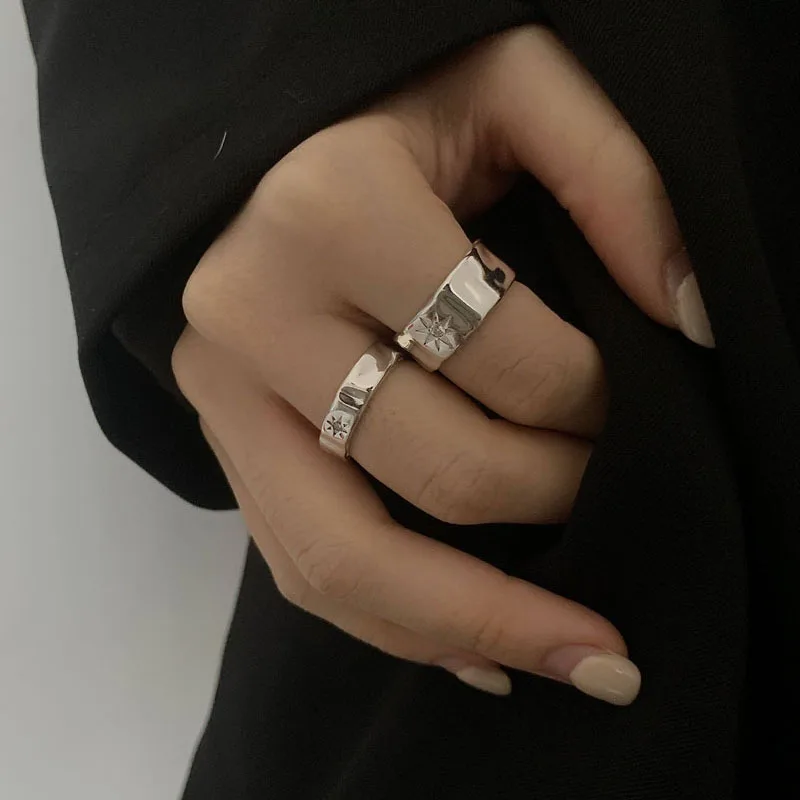 Реколта женски мъжки пръстени от неръждаема стомана, пара пънк-нередовни шорти y2k, естетически отворен пръстен, модни бижута, Безплатна Доставка Изображение 0