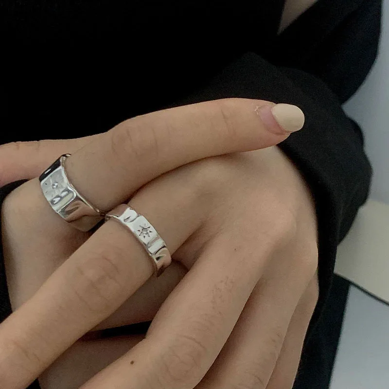 Реколта женски мъжки пръстени от неръждаема стомана, пара пънк-нередовни шорти y2k, естетически отворен пръстен, модни бижута, Безплатна Доставка Изображение 1