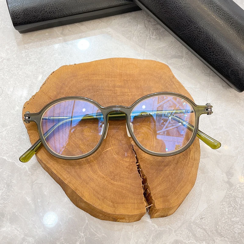 Реколта кръгли очила за късогледство, очила титанов рамки, Очила за късогледство, дамски рамки за очила за мъже, очила с защита от синя светлина Изображение 5