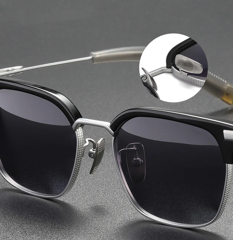 Ретро Поляризирани Слънчеви очила в Рамка от чист титан, мъжки слънчеви очила най-високо качество UV400, Слънчеви Очила за шофиране на открито, женски Изображение 1