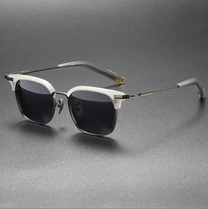 Ретро Поляризирани Слънчеви очила в Рамка от чист титан, мъжки слънчеви очила най-високо качество UV400, Слънчеви Очила за шофиране на открито, женски Изображение 3