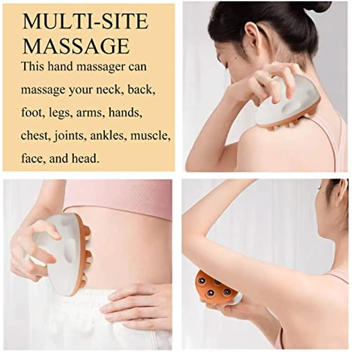 Ръчен масажор за масаж на цялото тяло с роликовым шариковым массажером Ръчно 360-градусова сачмен релеф на мускулите на гърба, ставите и раменния пояс Изображение 3