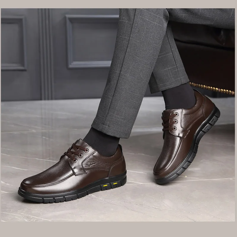 Ръчно изработени обувки, ежедневни обувки от естествена кожа за мъже, пешеходната обувки на равна платформа, градинска обувки, лоферы, дишащи маратонки Изображение 5