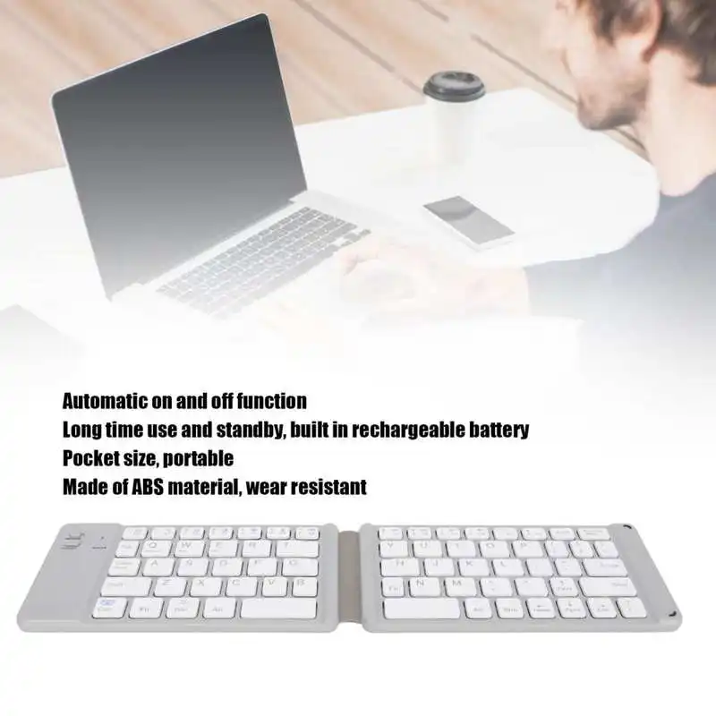 Сгъваема клавиатура с безжична интернет 10 ч в режим на дълго чакане, акумулаторна джобен размер Сгъваема преносима безжична клавиатура за лаптоп Изображение 3
