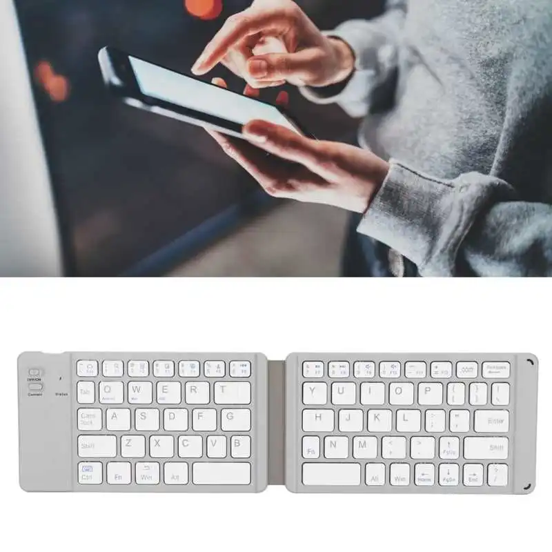 Сгъваема клавиатура с безжична интернет 10 ч в режим на дълго чакане, акумулаторна джобен размер Сгъваема преносима безжична клавиатура за лаптоп Изображение 4