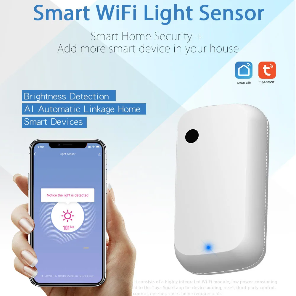 Сензор за осветление на Hristo WiFi/ZigBee, сензор за осветление, линк Управление, сензор за яркост, интелигентен дом, работа с Алекса Google Home Изображение 0